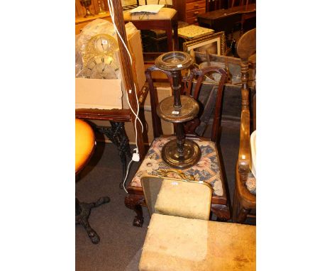 Chippendale style side chair, double footstool, standard lamp, smokers stand and mirror firescreen
