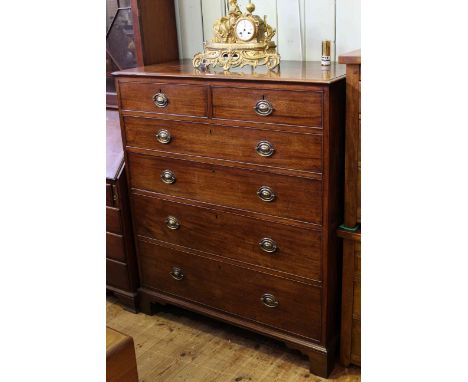 Georgian mahogany chest of two short above four long drawers on bracket feet