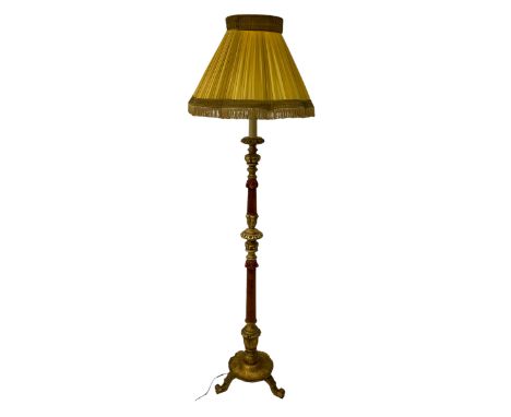 Classical design gilt standard lamp, with suede columnDimensions: Height:&nbsp;170cm&nbsp; Length/Width:&nbsp;40cm&nbsp;