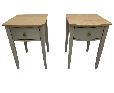 Pair of grey and oak finish bedside lamp tables, with drawerDimensions: Height: 59cm  Length/Width: 40cm  Depth/Diameter: 45c