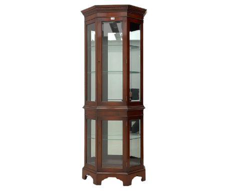 Wade - mahogany shaped front display cabinet, touch hinge interior lightDimensions: Height:&nbsp;188cm&nbsp; Length/Width:&nb