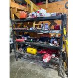 Rack & Contents w/ 5-Gallon Air Bead Seader, Aluminum Folding Ramp, Tire Filler, Lug Wrenches, Plugs