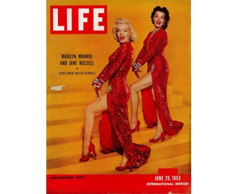 Life International Vintage Magazine Marilyn Monroe and Jane Russell front cover portrait dated 29th June 1953. Good condition