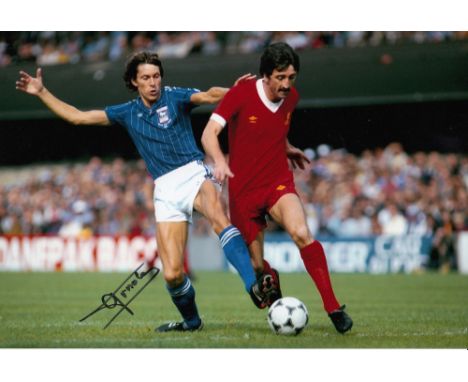 Autographed Arnold Muhren 12 X 8 Photo - Col, Depicting The Ipswich Midfielder Challenging Liverpool's David Johnson For The 