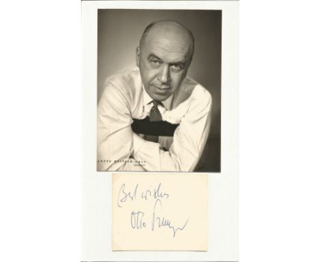 Otto Preminger 8x5 overall mounted signature piece includes signed album age and vintage black and white photo affixed to a p