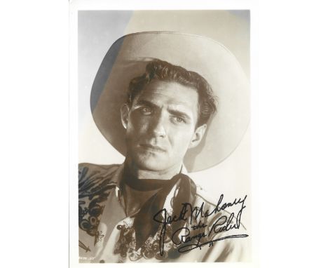 Jack Mahoney signed 7x5 vintage photo. American actor and stuntman. He starred in two Action/Adventure television series, The