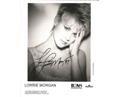 Lorrie Morgan signed 10x8 black and white photo. Loretta Lynn Morgan (born June 27, 1959) is an American country music singer