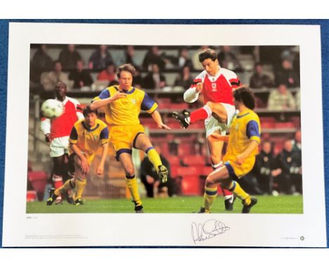 Alan Smith signed Arsenal 23x17 big blue tube print pictured in action in the 1994 European Cup Winner Cup Final limited edit