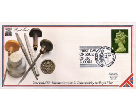 Issue of UK £1 Coin commemorating First Day coin Cover complete with official stamp and postmark dated 21st April 1983, compl