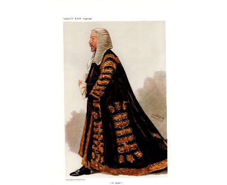 Vanity Fair print. Titled Mr Speaker. Dated 24/10/1906. J W Lowther. Approx size 14x12. Good condition. All autographs come w