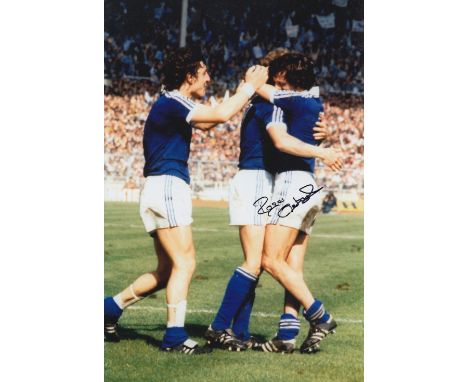 Autographed Roger Osborne 12 X 8 Photo - Col, Depicting Ipswich Town's Talbot And Woods Celebrating With Team Mate Osborne Wh