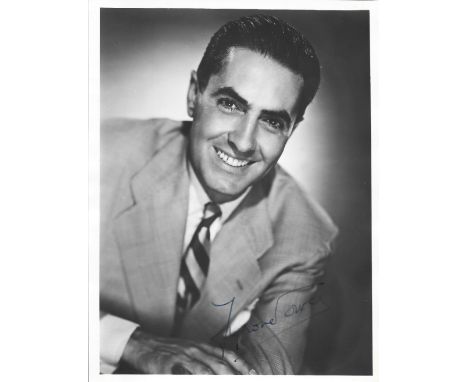 Tyrone Power signed 8x6 vintage photo. (May 5, 1914 - November 15, 1958) was an American actor. From the 1930s to the 1950s, 