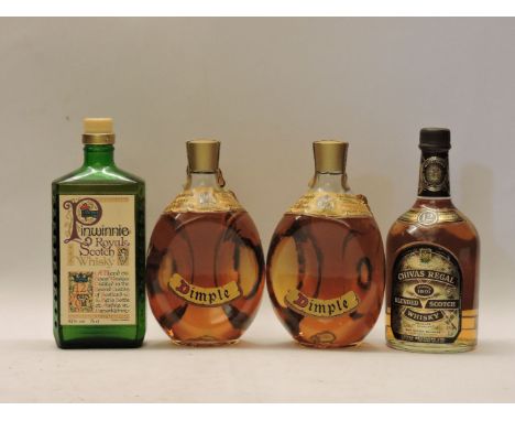 Assorted to include: Pinwinnie Royal, 12 Year Old, 43%, one bottle (in velvet bag); Chivas Regal, 12 Year Old, one bottle; Di