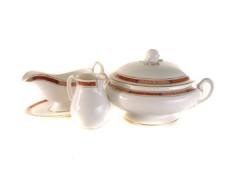 An extensive Worcester Beaufort pattern 8 setting tea and dinner service, comprising tea and coffee cups and saucers, tea pot