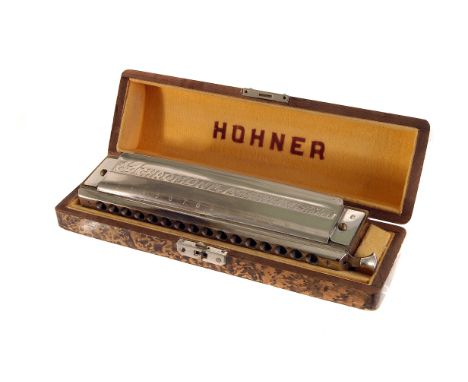 A Hohner 64 Chromonica cased harmonica, the Chromatic Octaves Professional model wooden style case (2) 