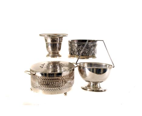 A collection of silver plate and coins, including various tableware and flatware, together with a collection of Crowns, a 196