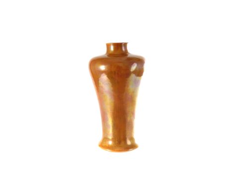 A Ruskin baluster ceramic vase, having orange lustre glaze, marked 1916 to base, approx. 22cm H 