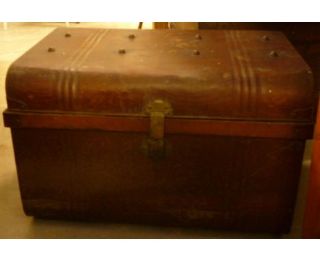 A scumble ten campaign trunk, plus an Edwardian seat commode (2) 