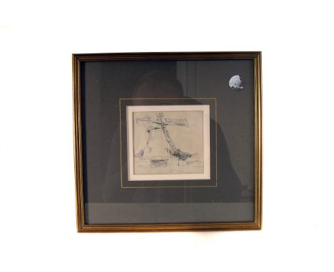 James Heseldin (1887-19690 pencil sketch, depicting a windmill, together with a watercolour of 'The Old Hospital, Rye' by Buc