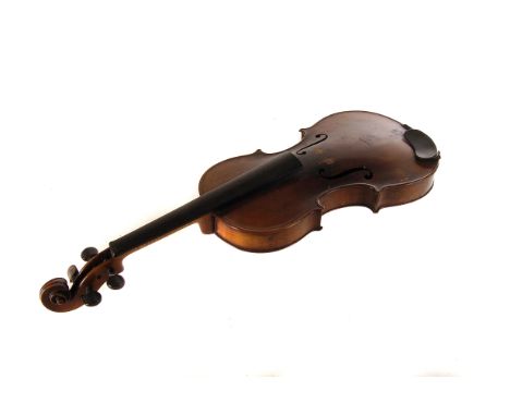 A 19th century German 3/4 sized violin and bow, having interior label 'Antonius Stradivarius Cremonelis Faciebat Anno 1721, i