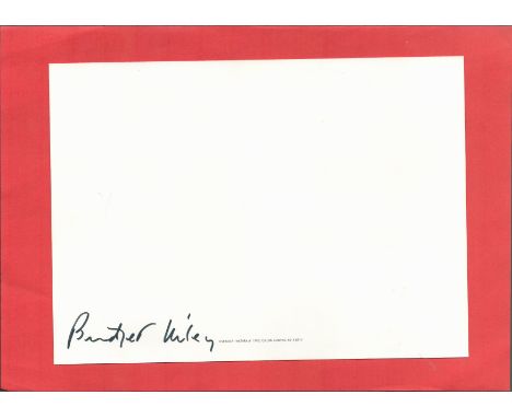 Bridget Riley signed 10x8 print of one of her paintings, with a clear signature on the reverse. Riley is an English painter k