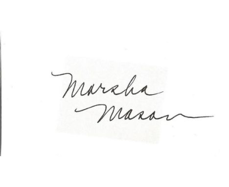 Marsha Mason signed signature card, approx 3x9. Mason is an American actress and director who was nominated four times for th
