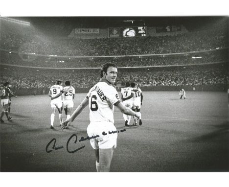 Franz Beckenbauer signed 12x8 black and white photograph pictured during his time playing in the New York Cosmos. Good condit