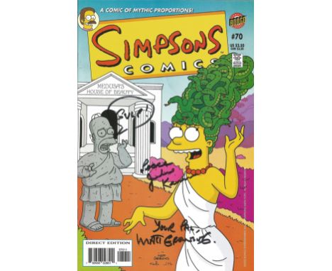 Bongo Comic Simpsons comics #70 signed on the cover by the voice of Marge Simpson Julie Kavner and creator Matt Groening. Goo