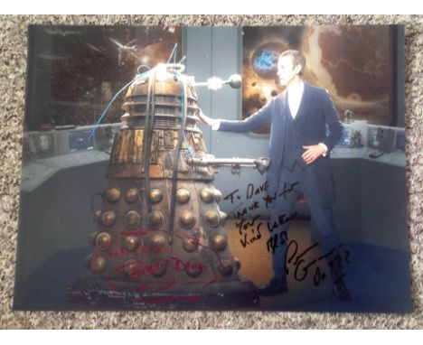 Doctor Who 16x12 colour photo signed by the 12th Doctor Peter Capaldi and Russell T Davies. Good Condition. UK Shipping from 