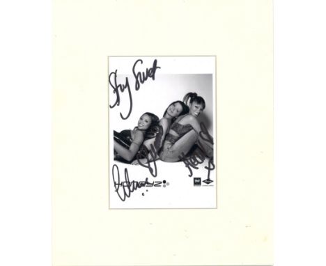 The Honeyz 12x10 mounted b/w photo signed by all three group members. he Honeyz are an English R&amp;B girl group who had fiv