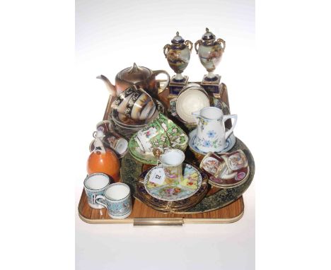 Noritake and other Continental porcelain, two Royal Winton Chintz cups, saucers and plates, Wedgwood plaque, etc