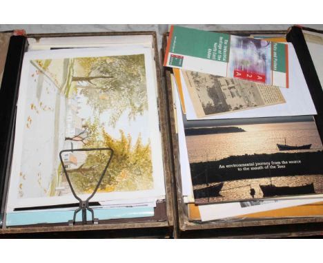 Six tray boxes of vintage Cleveland/North Yorkshire ephemera, booklets and maps. Including testaments, Whitby Jet, Thirsk, Mi