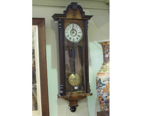 Victorian walnut and ebonised Vienna wall clock