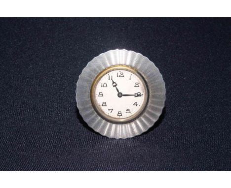 Silver easel bedroom clock with engine turned decoration