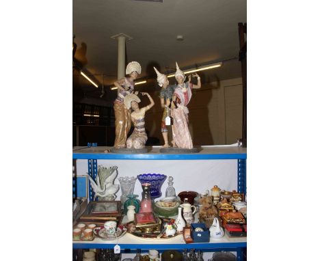 Two large Lladro figures, various china, pictures, glassware, etc