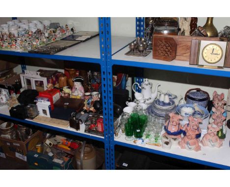 Nat West pigs, vintage telephone, binoculars, dolls teaware, china, glass and collectables
