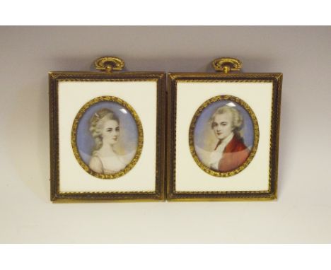 French School, a pair of portrait miniatures, in gilt metal frames