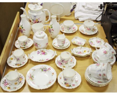 Royal Crown Derby Derby Posies pattern part tea &amp; coffee service comprising coffee pot, coffee/tea cups &amp; saucers; gi