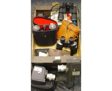 A pair of Zenith Tempest binoculars, cased; others, Ranger field binoculars; Miranda; an 8mm Mansfield Zoom camera; others; q