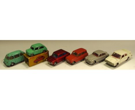 Dinky 183 Fiat 600 Saloon - light turquoise body, silver trim, grey solid wheels, box; Triang Spot-On 120 Fiat Multipla - lig