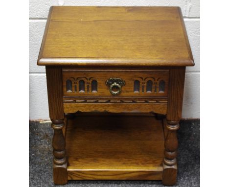 An Old Charm lamp table, moulded top, drawer to frieze