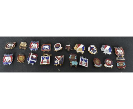 A collection of vintage retro mid 20th century Halifax Speedway - The Dukes enamel badges of various forms and sizes.&nbsp;