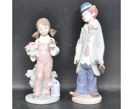 Two ceramic porcelain Spanish Lladro figures entitled 'Circus Sam' - figurine model number 5472 and 'Spring' - figurine model