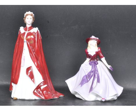 A pair of Royal Worcester ceramic porcelain figurines to include 'In Celebration Of The Queen’s 80th Birthday 2006' and Flora