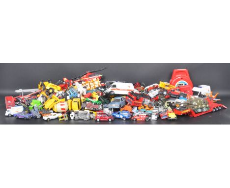 A large collection of vintage 20th century toy cars, trucks, etc comprising of Matchbox, Mattel Hotwheels, Kidco, Welly, Corg