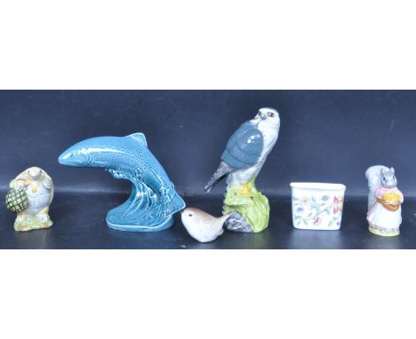 A collection of vintage 20th century ceramic porcelain cabinet ware to include a Poole pottery fish, two Beatrix Pottery “ Mr