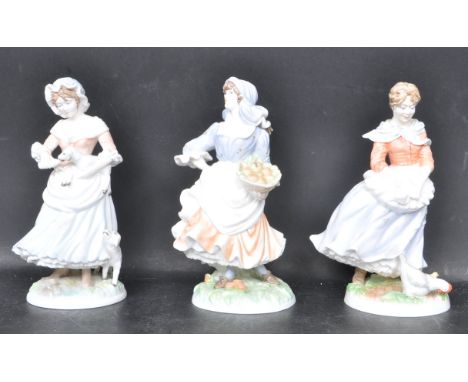 A group of three limited edition ceramic porcelain Royal Worcester Old Country Ways fine bone china figurines to include “ A 