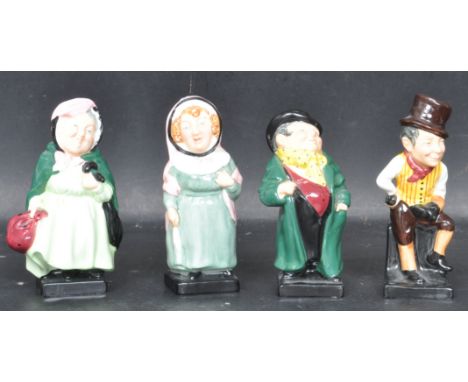 A collection of four Royal Doulton Dickens edition ceramic porcelain figurines to include Sairey Gamp, Mrs. Barbell, Tony Wel
