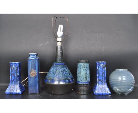 A collection of vintage retro 20th century Cornish ceramic pottery ware to include a pair of Wescontree vases, Celtic Pottery