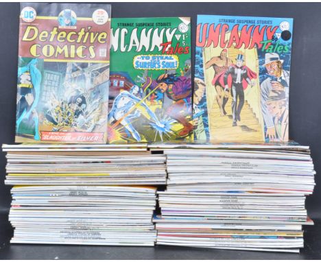 A collection of vintage retro 20th century comic magazines. The collection include DC - Secrets Of Haunted House, Star Spangl